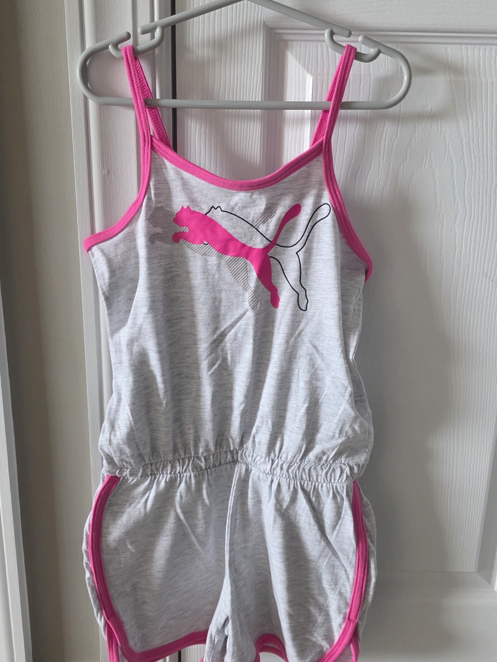 Puma Girls Grey Romper with Hot Pink Trim